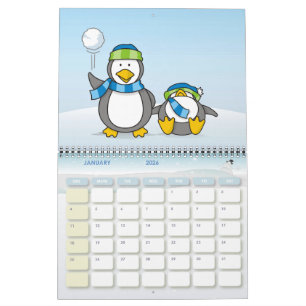 Snowballing pinguïns kalender