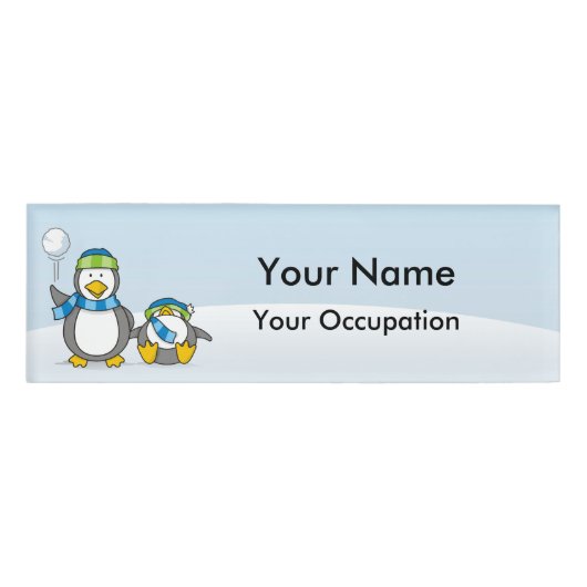 Snowballing pinguins Naam Tag (Voorkant)