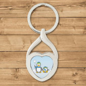 Snowballing pinguïns sleutelhanger