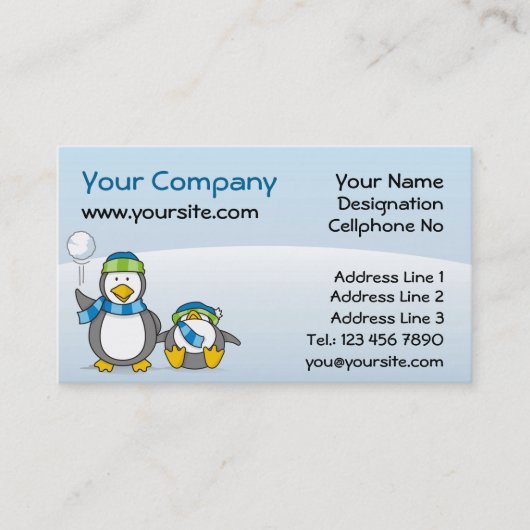 Snowballing pinguïns visitekaartje (Voorkant)