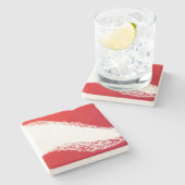 Snowbank op Rode Kerstmis Stenen Onderzetter (Zijkant)