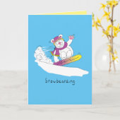 Snowbearding - Snowboarden Beer Wenskaart Kaart (Gele Bloem)