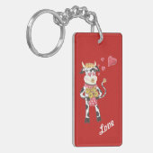 Snowbell de koe die verliefd is op de rode sleutel sleutelhanger (Voorkant Links)