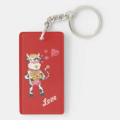 Snowbell de koe die verliefd is op de rode sleutel sleutelhanger (achterkant)