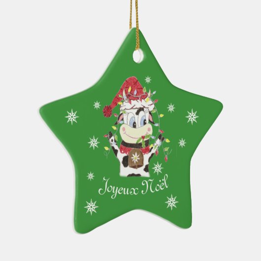 Snowbell de koe groene kerstversiering keramisch ornament (Rechts)