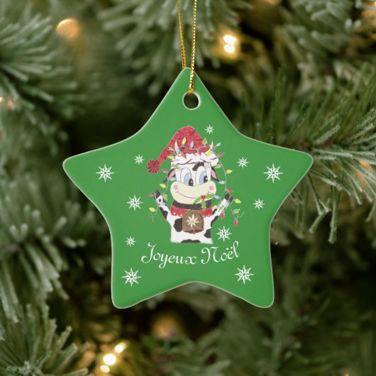 Snowbell de koe groene kerstversiering keramisch ornament (Boom)