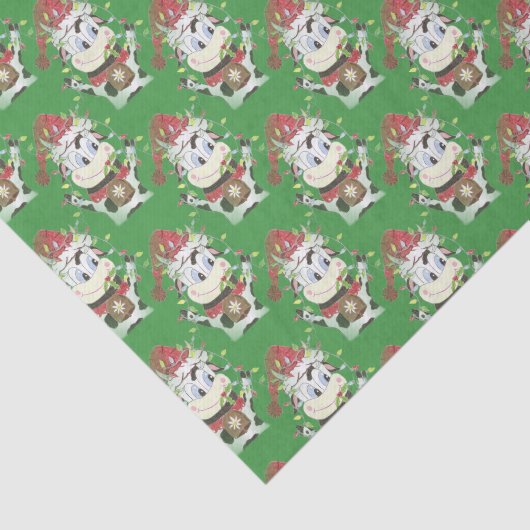 Snowbell de koe kerstgroen tissuepapier (Detail)