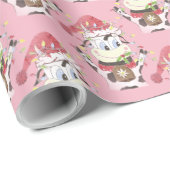Snowbell de koe roze kerstinpakpapier cadeaupapier (Rol Hoek)