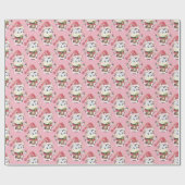 Snowbell de koe roze kerstinpakpapier cadeaupapier (Vlak)