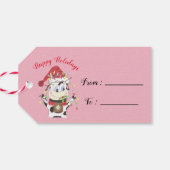 Snowbell de koe roze Vakantie cadeau label Cadeaulabel (Achterkant Horizontaal)