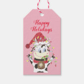 Snowbell de koe roze Vakantie cadeau label Cadeaulabel (Voorkant)