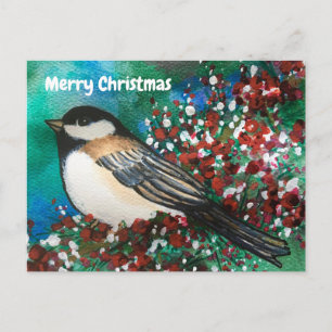 Snowberries Chickadee Forest Merry kerst Briefkaart