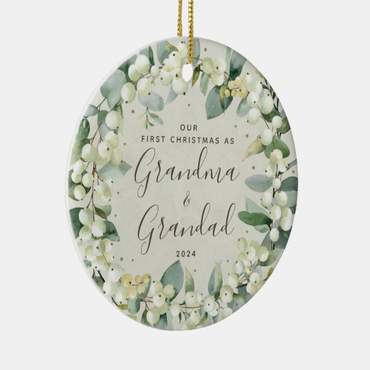 Snowberries Eerste Kerstmis als grootouders Foto Keramisch Ornament (Rechts)