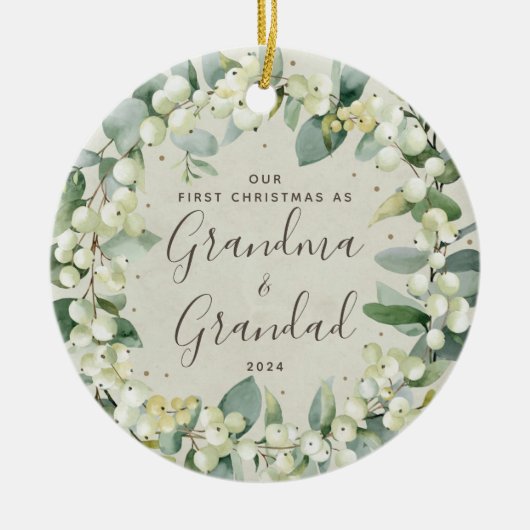 Snowberries Eerste Kerstmis als grootouders Foto Keramisch Ornament (Voorkant)
