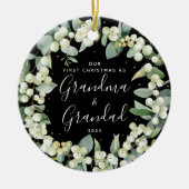 Snowberries Eerste Kerstmis als grootouders Foto Keramisch Ornament (Voorkant)