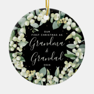 Snowberries Eerste Kerstmis als grootouders Foto Keramisch Ornament