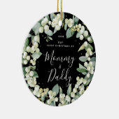 Snowberries Eerste Kerstmis als Ouders Foto Keramisch Ornament (Rechts)