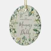 Snowberries Eerste Kerstmis als Ouders Foto Keramisch Ornament (Rechts)