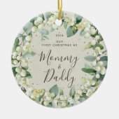 Snowberries Eerste Kerstmis als Ouders Foto Keramisch Ornament (Voorkant)