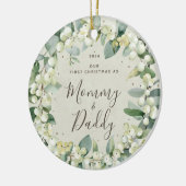 Snowberries Eerste Kerstmis als Ouders Foto Keramisch Ornament (Links)