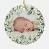Snowberries Eerste Kerstmis als Ouders Foto Keramisch Ornament (Achterkant)