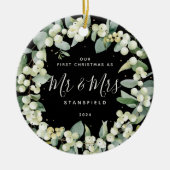 Snowberries - Onze eerste Kerstmis, Mr & Mrs Foto Keramisch Ornament (Voorkant)