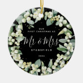 Snowberries - Onze eerste Kerstmis, Mr & Mrs Foto Keramisch Ornament (Voorkant)