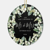 Snowberries - Onze eerste Kerstmis, Mr & Mrs Foto Keramisch Ornament (Links)