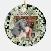 Snowberries - Onze eerste Kerstmis, Mr & Mrs Foto Keramisch Ornament (Achterkant)