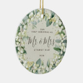 Snowberries - Onze eerste Kerstmis, Mr & Mrs Foto Keramisch Ornament (Rechts)