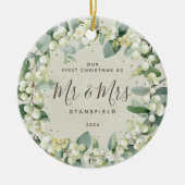 Snowberries - Onze eerste Kerstmis, Mr & Mrs Foto Keramisch Ornament (Voorkant)