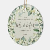 Snowberries - Onze eerste Kerstmis, Mr & Mrs Foto Keramisch Ornament (Links)