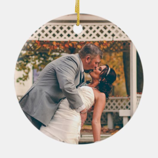 Snowberries - Onze eerste Kerstmis, Mr & Mrs Foto Keramisch Ornament (Achterkant)