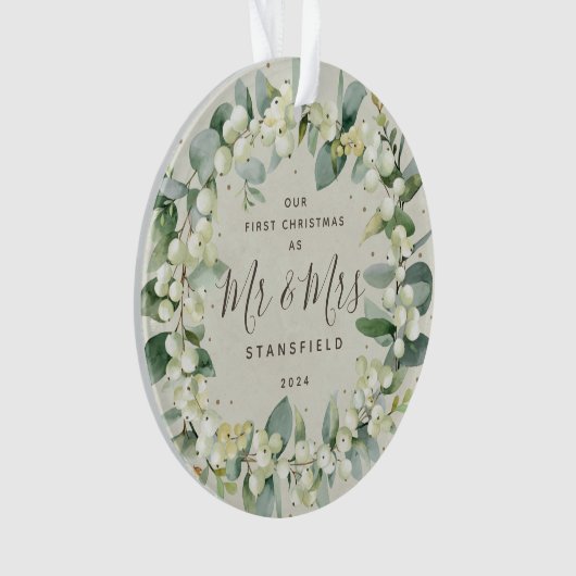 Snowberries - Onze eerste Kerstmis, Mr & Mrs Foto Ornament (voorkant)