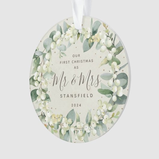 Snowberries - Onze eerste Kerstmis, Mr & Mrs Foto Ornament (voorkant)