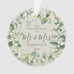 Snowberries - Onze eerste Kerstmis, Mr & Mrs Foto Ornament