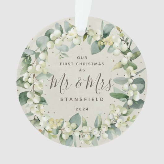 Snowberries - Onze eerste Kerstmis, Mr & Mrs Foto Ornament (voorkant)