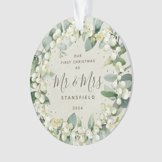 Snowberries - Onze eerste Kerstmis, Mr & Mrs Foto Ornament (voorkant)