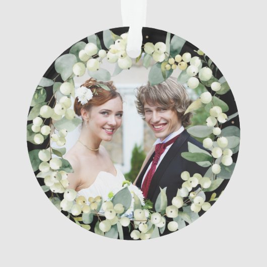 Snowberries - Onze eerste Kerstmis, Mr & Mrs Foto Ornament (achterkant)