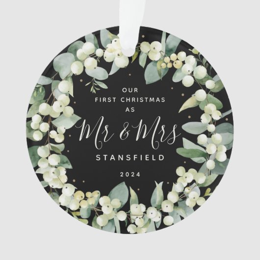 Snowberries - Onze eerste Kerstmis, Mr & Mrs Foto Ornament (voorkant)