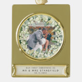 Snowberries - Onze eerste Kerstmis, Mr & Mrs Foto Verguld Banner Ornament (Voorkant)