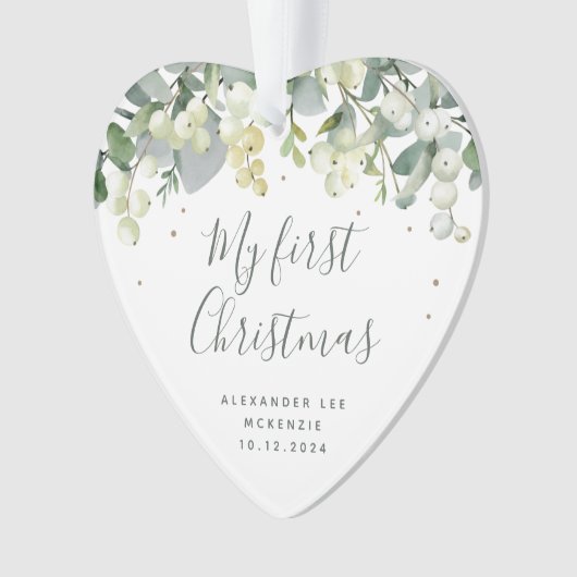 Snowberry Baby's eerste kerstfoto-hart Ornament (voorkant)
