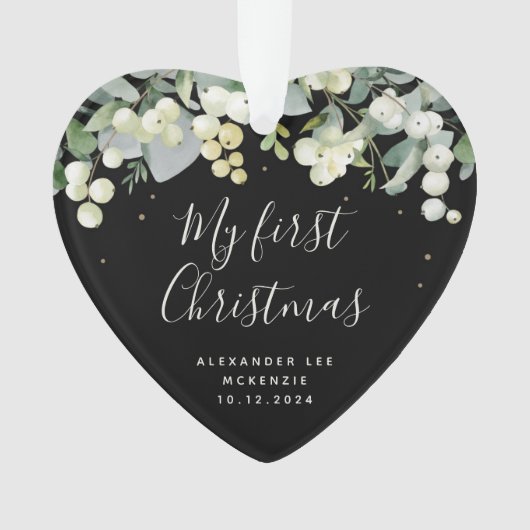 Snowberry Baby's eerste kerstfoto-hart Ornament (voorkant)