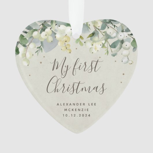Snowberry Baby's eerste kerstfoto-hart Ornament (voorkant)