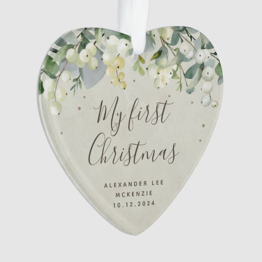 Snowberry Baby's eerste kerstfoto-hart Ornament (voorkant)