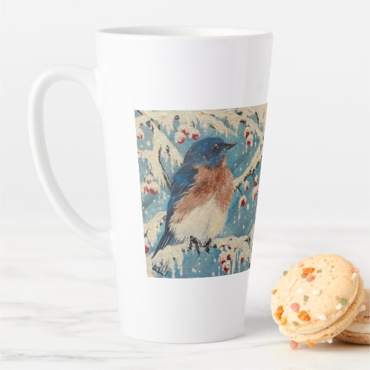 Snowberry Bluebird Candle Latte Mok (In situ)
