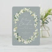 Snowberry+Eucalyptus Botanical Frame Christmas Feestdagenkaart (Staand voorkant)