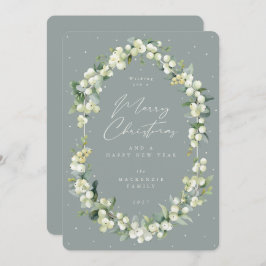 Snowberry+Eucalyptus Botanical Frame Christmas Feestdagenkaart