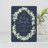 Snowberry+Eucalyptus Botanical Frame Christmas Feestdagenkaart (Staand voorkant)