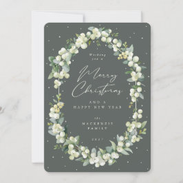 Snowberry+Eucalyptus Botanical Frame Christmas Feestdagenkaart